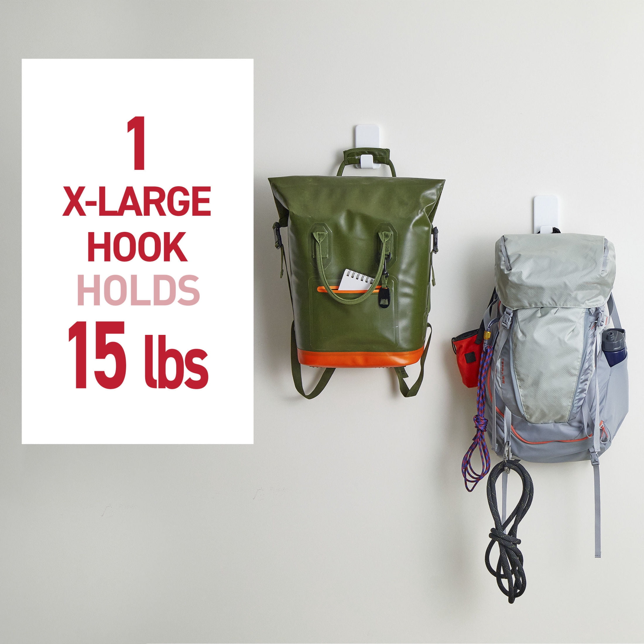 (2 pack) Command 15 lb XL Heavyweight Hook, White, 1 Wall Hook, Damage-Free Hanging