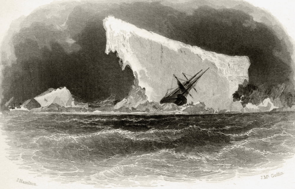Ship Wrecked On Iceberg Title Illustration From Arctic Explorations In The Years 18535455 By American Explorer Doctor Elisha Kent Kane 1820 To 1857 Volume 1 Published In Philadelphia By Childs And Pet