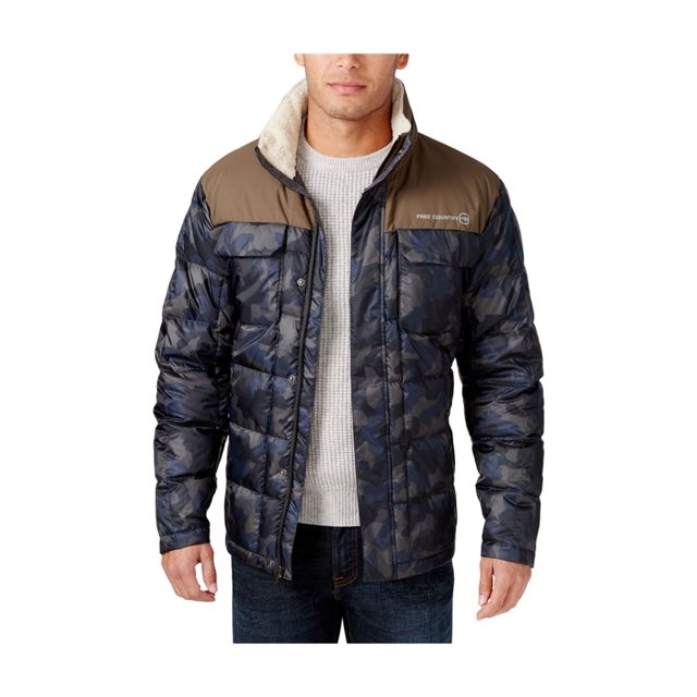 Free Country Mens Down Puffer Jacket, Brown, X-Large