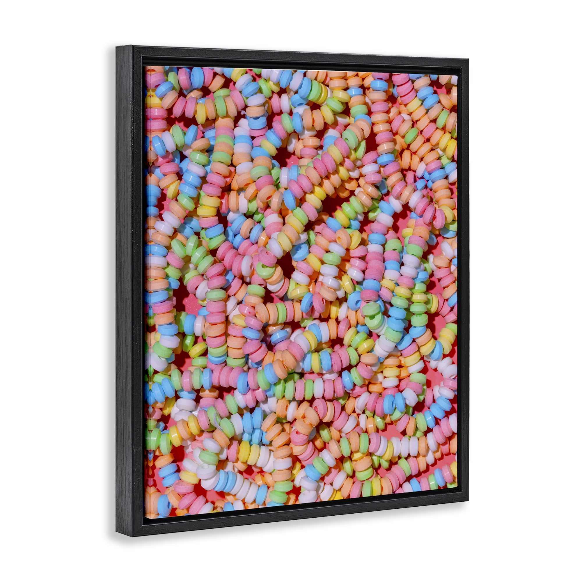Stupell Industries Pastel Candy Necklace Black Framed Floater Canvas Wall Art, design by LISH Creative