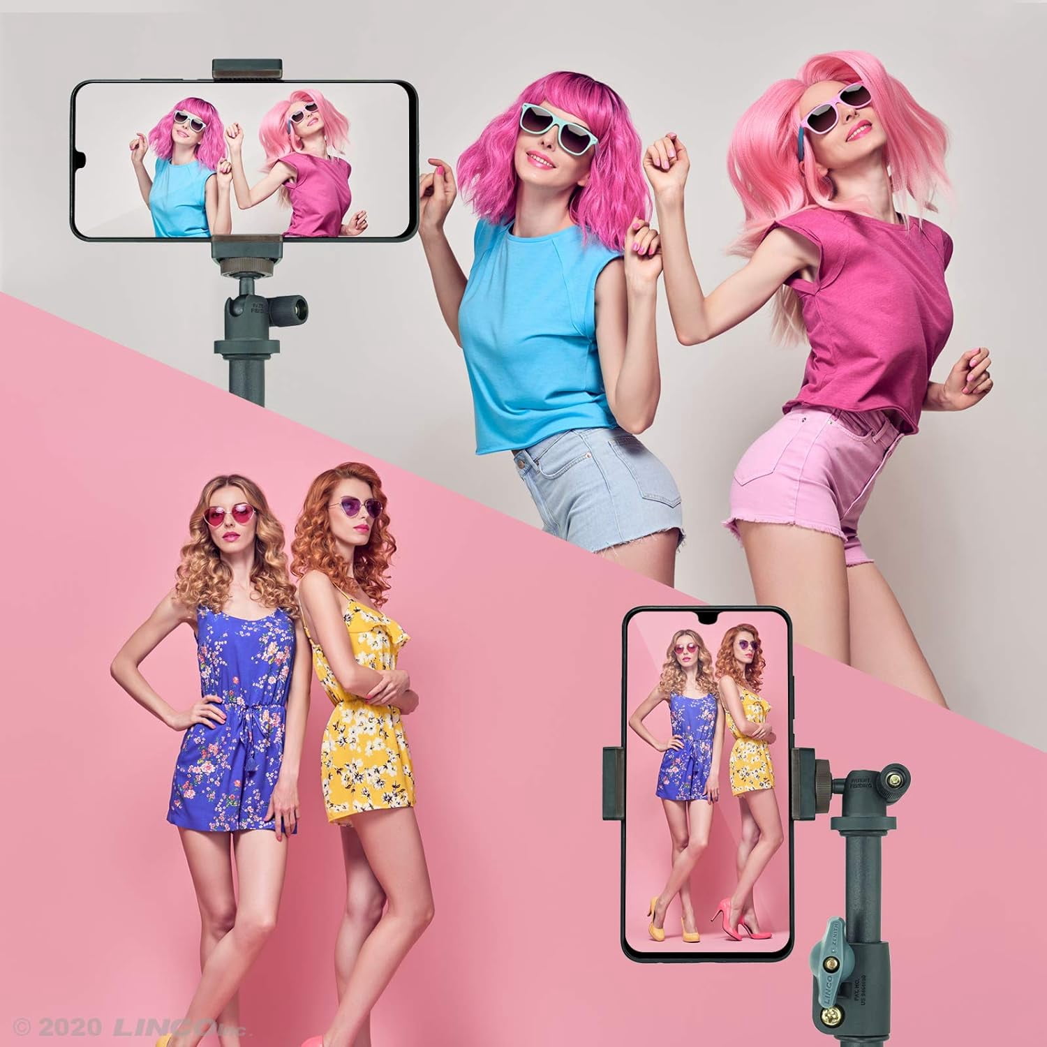 LINCO Adjustable Selfie Stick Tripod 40”  Rotatable Selfie Stick with Bluetooth Wireless Remote Shutter for iPhone Samsung-Black