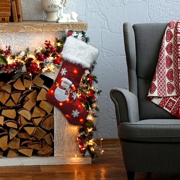 Christmas Stockings with LED lights, 18 Inches Kids Gift Socks for Christmas, Battery Powered Sparkly Sequins Xmas Party Mantel Tree Decoration