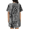thumbnail image 4 of Womens Pajama Sets With Pocket, Optical Zebra Illusion Lounge Sets Short Sleeve Sleepwear PJ Sets for Women, 4 of 6