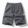 thumbnail image 4 of KPOPLK Big and Tall Shorts for Men Cotton Linen Shorts Men's Elastic Waist Drawstring Casual Shorts Summer Size S,Dark Gray, 4 of 9
