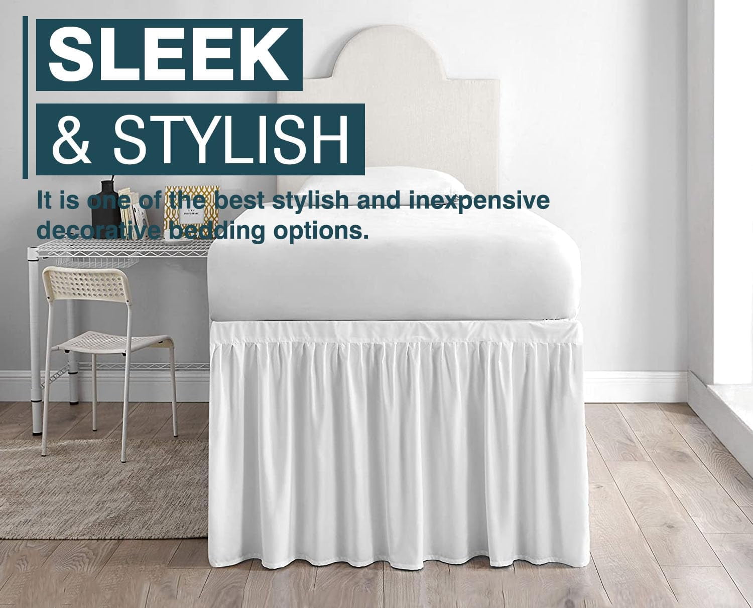 Dorm Room Bed Skirt - College Dorm Bed Skirt - Twin XL, Extra Long - 40 Inch Drop - 100% Microfiber - White