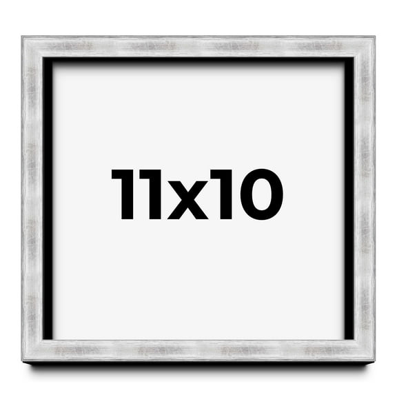 11x10 Frame Brushed Silver Solid Wood Picture Frame | 0.75 Inch Moulding Width | Rabbet Depth 0.75
