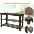 thumbnail image 4 of 3-Tier Shoe Rack Bench Bamboo Organizer Storage Shoe Shelf Holds up to 210 lbs for Entryway Living Room, Brown and Bamboo, 4 of 5
