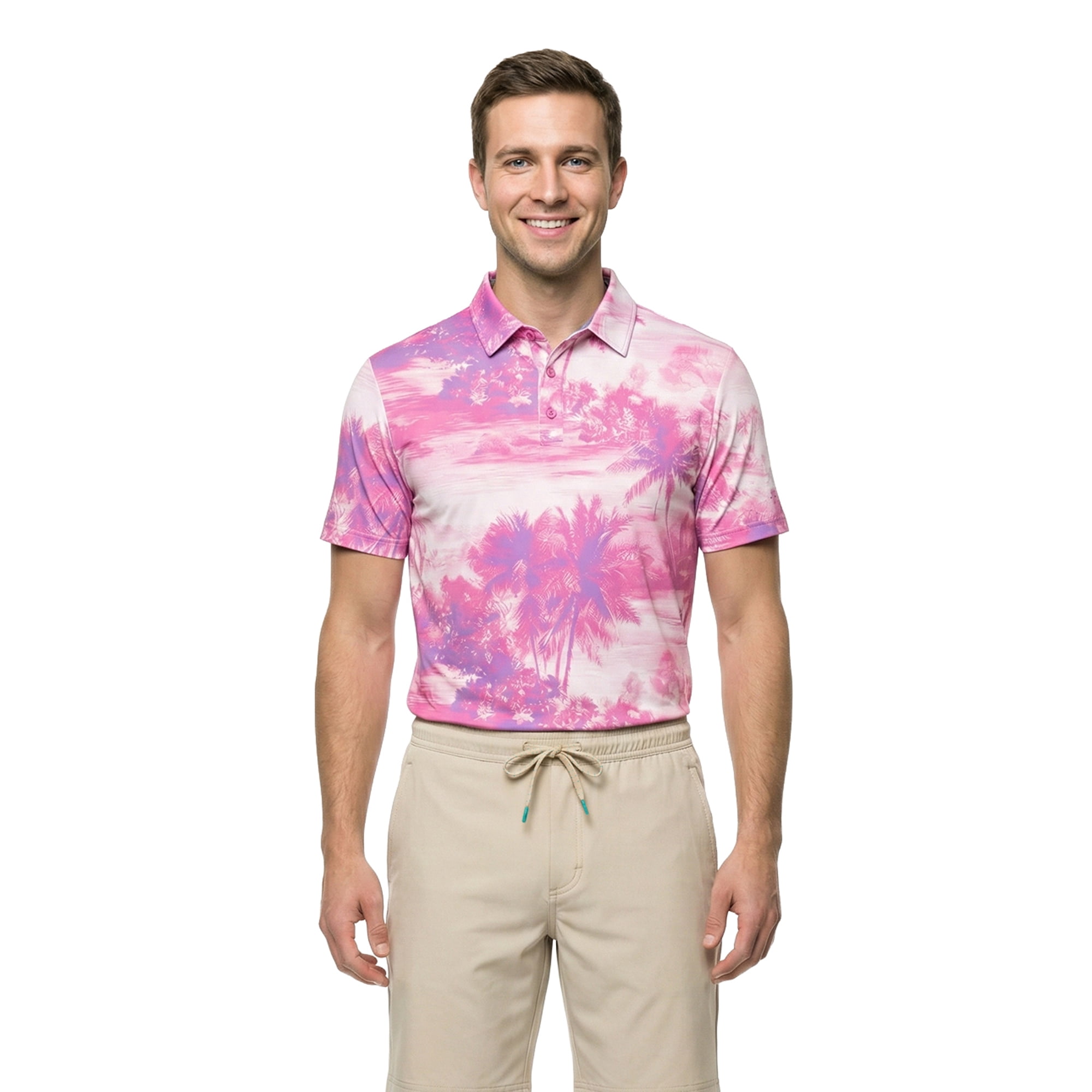 Birdie Bound Men's & Big & Tall Men's Vintage Honolulu Print Polo Top, Sizes XS to 4XLT