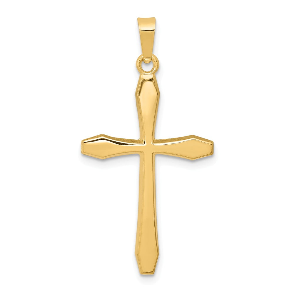 Wellingsale 14K Yellow Gold Polished Religious Baptism Charm Pendant with Holy Dove Accent