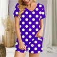 thumbnail image 2 of Summer Plus Size Two Piece Sets for Women Fashion Polka Casual Home Two-piece V-neck Top With Pocket Shorts Set, 2 of 6
