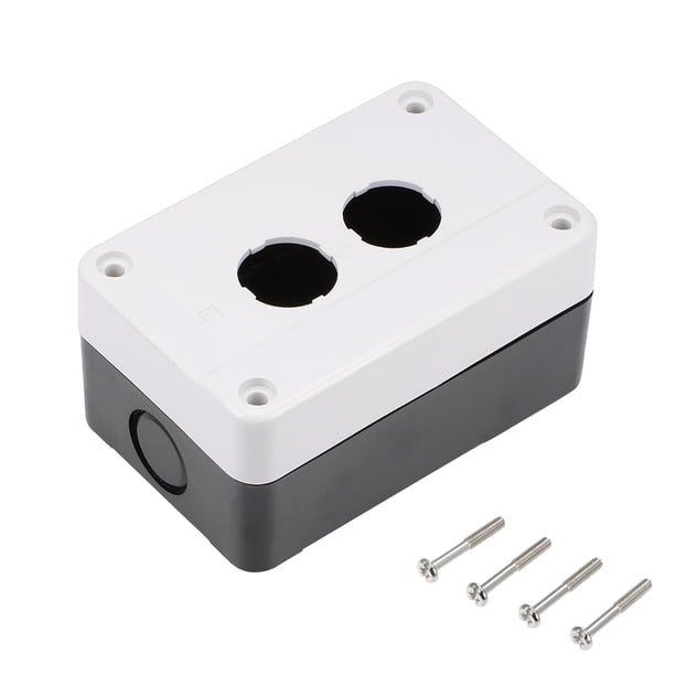 Caja de control de interruptor de botón pulsador 22mm 2 agujeros apertura blanca y negra 1pcs