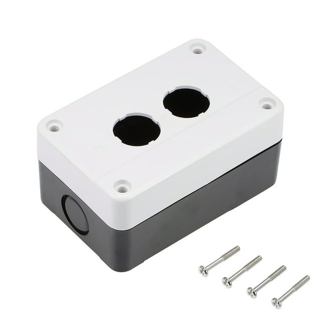 Caja de control de interruptor de botón pulsador 22mm 2 agujeros apertura blanca y negra 1pcs