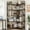 Black + Retro Colors 5 tier, variant on Danolapsi Corner Bookshelf 86" L Shaped Bookcase, h Shaped Bookshelf Arched 7 Tier Shelf, Large Bookcase with Metal Frame, Helf Corner Display Rack for Living Room Bedroom