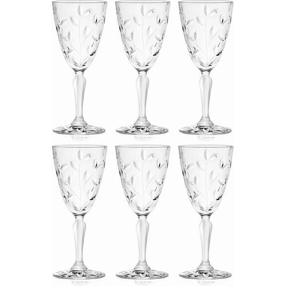 Barski Wine Glass - Goblet - Red Wine - White Wine - Water Glass - Stemmed Glasses - Set of 6 Goblets - Crystal like Glass - 7.7 oz. Beautifully Cut Designed Made in Europe