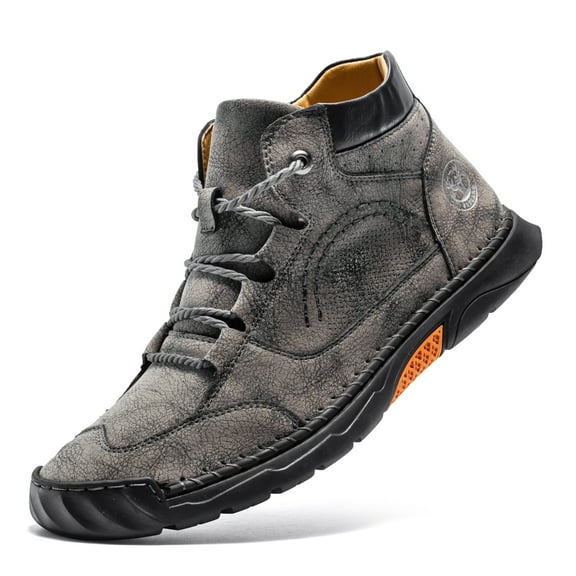 UOFEIY Men's Fashion Vintage Classical Genuine Leather Handmade Chukka Boots Daily Casual Work Office Shoes