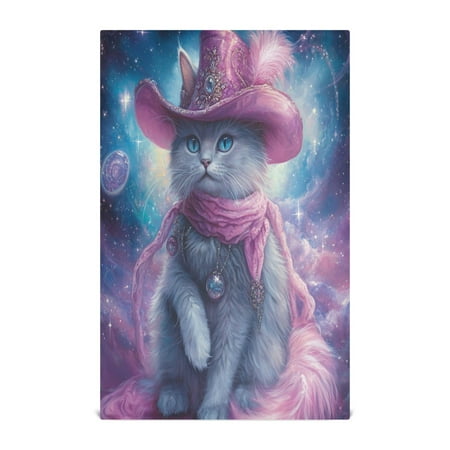 

WOBOGO Mystery Kitten Kitchen Towel 4 Piece Large Cotton Dishcloth Premium Absorbency Set with Hanging Loop