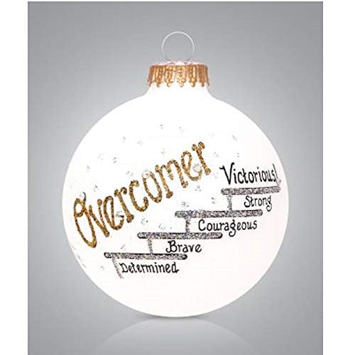 Overcomer Glass Ball Christmas Ornament Made in USA Victorious Strong Brave