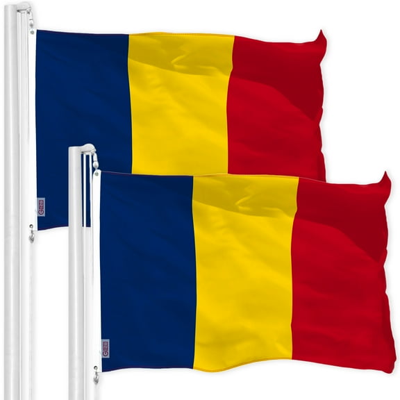G128 – 2 Pack: Chad (Chadian) Flag | 3x5 feet | Printed 150D – Indoor/Outdoor, Vibrant Colors, Brass Grommets, Quality Polyester, Much Thicker More Durable Than 100D 75D Polyester