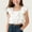 White, variant on Girls Summer Ruffle Cap Sleeve T Shirts Square Neck Layer Peplum Hem Cute Crop Tees Trendy Flowy Tops Blouse 2-13 Years