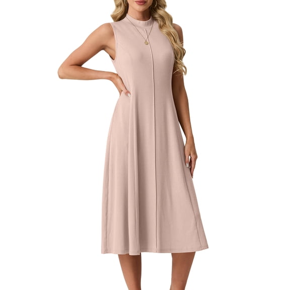 Cueply Womens Summer Dresses Casual 2026 Sleeveless Midi Dress Tank Sundress Vacation Outfits with Pockets