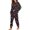 Black and Pink - Breast Awareness, variant on Plumeria Print Women Pajama Set 2 Piece Lounge Pjs Sets Long Sleeve Sleepwear Top with Long Pants Round Neck Nightwear Casual Soft Loungewear, M