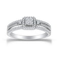 thumbnail image 2 of AFFY White Natural Diamond Square Frame Cluster Split Shank Ring In 10k White Gold (0.33 Cttw), 2 of 6