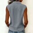 thumbnail image 4 of Womens Sleeveless Button Down Shirt Solid V Neck Baisc Top Casual Tank Tops Classic Collared Blouses Blazer Vest, 4 of 6