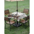 thumbnail image 3 of Outdoor Tablecloth with Umbrella Hole and Zipper, Rabbits Pine Cone Square Table Cloth 60x60 Inch Waterproof Tablecloth, Sweet Home Texture Farmhouse Grey Wooden Picnic Table Cover for Patio Camping, 3 of 7