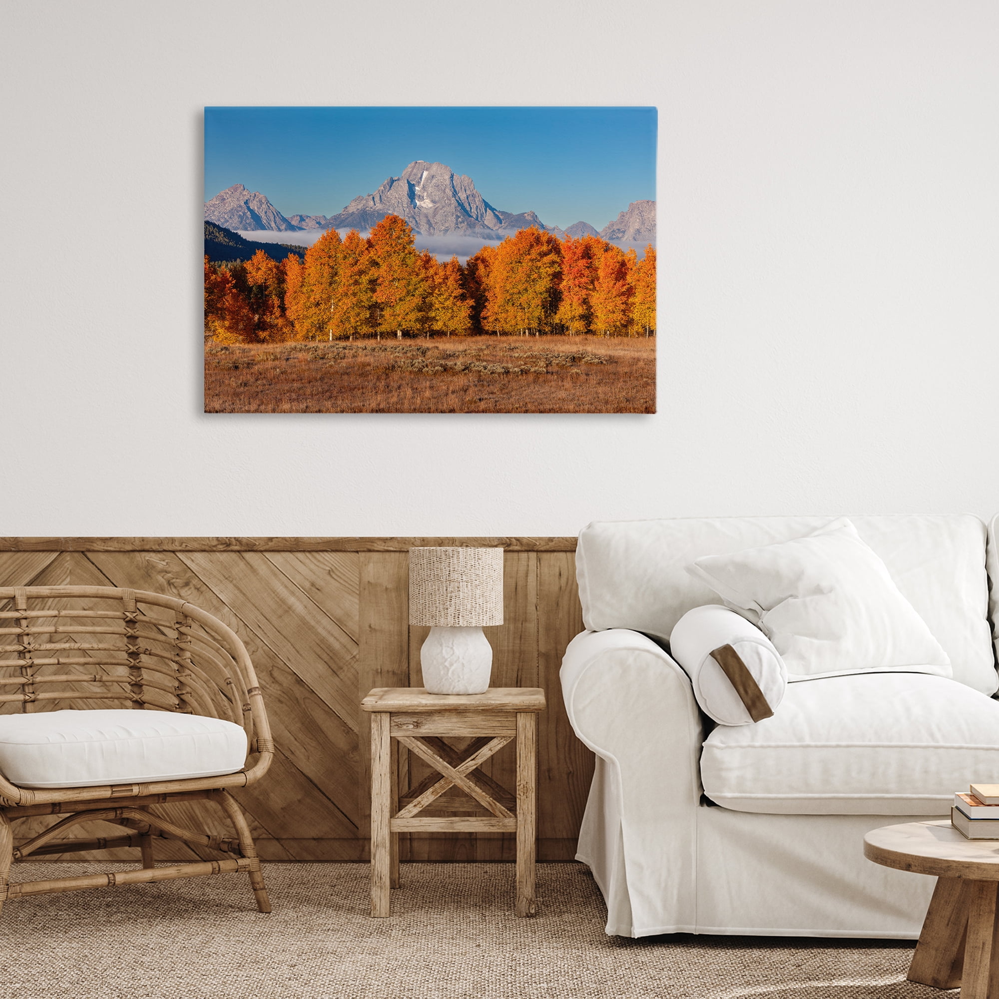 Autumn Tree Line With Mountain Canvas Wall Art, design by Shelley Carlisle
