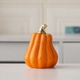 thumbnail image 3 of Ceramic Pumpkin Decor, Tabletop Home Decor Halloween Thanksgiving Accent Sturdy Stylish for Parties, Artificial Orange Ceramic Pumpkins Halloween Pumpkin Figurines,3.9x5.1 Inch, 3 of 7