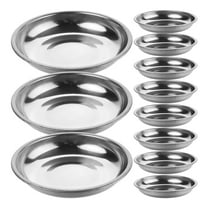 HOMEMAXS 10pcs Stainless Steel Dipping Sauce Cups 3inch Mini Appetizer Plates Round Seasoning Bowls Metal Saucers for Charcuterie Board Silver