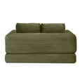 thumbnail image 6 of 2-In-1 Folding Convertible Sofa Bed, Modern Corduroy Sleeper Couch with 2*Pillows, Futon Modular Upholstered Boneless Loveseat with Pull-Out Bed, Folding Floor Modular Couch for Living Room (Green), 6 of 11