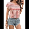 thumbnail image 1 of Blusas de Verano de Corta para Mujer, Blusas Elegantes e Informales, Color Rojo, Talla M, 1 of 9