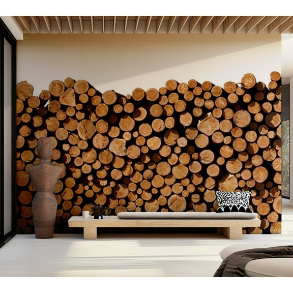Tiptophomedecor Background & Patterns Wallpaper Wall Mural - Stacked Tree Slabs