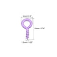 thumbnail image 2 of 300 Pack Small Screw Eye Hooks Mini Eyelets Screws, 5x10x1.2mm, Purple, 2 of 5