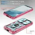 thumbnail image 6 of Design for Samsung Galaxy S24 Heavy Duty Phone Case with Camera Lens Sliding Cover Ring Holder Kickstand - Shockproof Armor Military Grade Bumper Protective Case for Women Men, Mint+Pink, 6 of 11