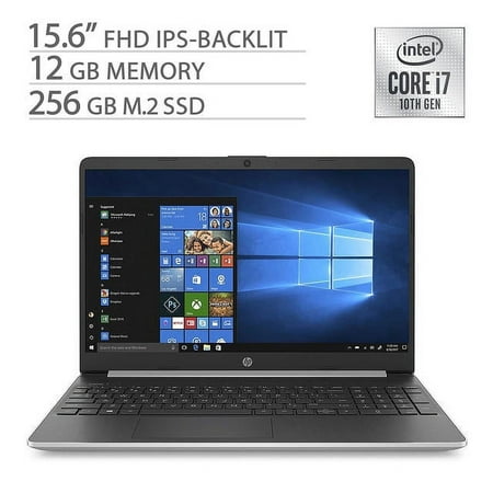 HP 15.6" FHD Home and Business Laptop Core i7-1065G7, 12GB RAM, 256GB SSD, Intel Iris Plus Graphics, 4 Core up to 3.90 GHz, USB-C, HDMI 1.4 4K Output, Keypad, WebCam, 1920x1080, Win 10