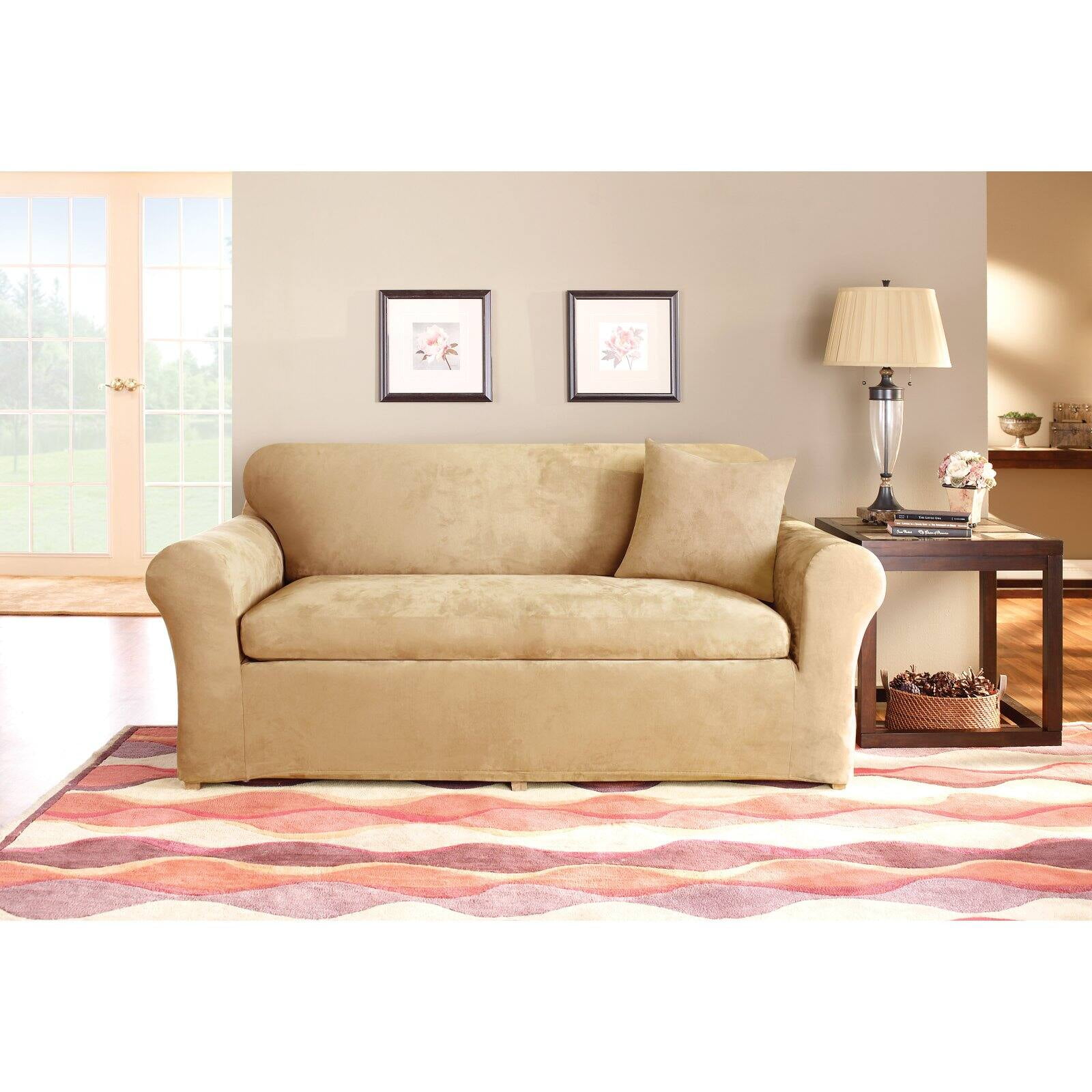 Sure Fit Stretch Suede 3Piece Sofa Slipcover