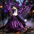 thumbnail image 5 of AZXY Halloween Porch Goose Outfit, 23 Inch Costume Set, Purple Witch Dress with Witch Hat, Clothes for Cement Plastic Porch Goose & Duck Statue, Lawn Yard Patio Garden Outdoor Holiday Fall Decor, 5 of 5