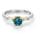 thumbnail image 3 of Gem Stone King 10K Two Tone Gold London Blue Topaz and Lab Grown Diamond Engagement Ring for Women | 1.40 Cttw | Round 6MM | Gemstone November Birthstone | Size 8, 3 of 6