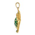 thumbnail image 2 of 14K Yellow Gold 3-D Green Enamel Sea Turtle Charm Pendant, 36 mm, 2 of 7