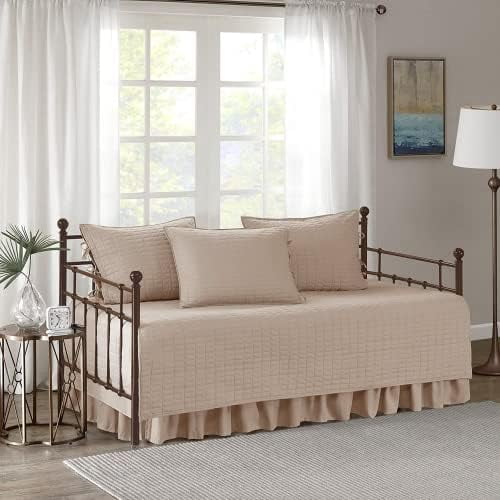Daybed Cover - Luxe Double Sided-Quilting, All Season Cozy Bedding with Bedskirt, Matching Shams, Kienna Blush 75"x39" 5 Piece