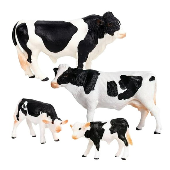 4Pcs Farm Animal Set (Adult Cow and Baby Cow)- Realistic Cow Toys, Bull Toys,