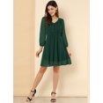 thumbnail image 3 of INSPIRE CHIC Women's Solid Cute V Neck Half Sleeve Flowy A-Line Chiffon Dress, 3 of 6