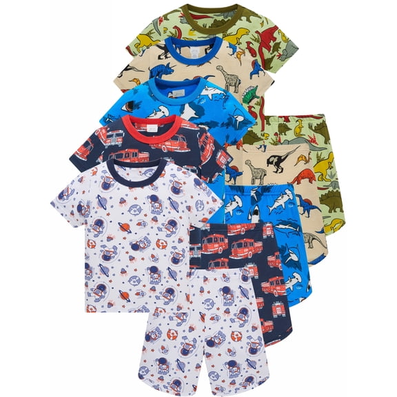 WIBACKER 3-8Y Toddler and Little Boys 2-Piece Astronaut Pajamas Set 100% Cotton Short Sleepwear Kids Summer Pjs