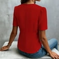 thumbnail image 5 of ClodeEU Women's Short Sleeve Crewneck Pleated Blouse with Ruffle Hem ,Business Casual Office Top Red,Women's Plus XXL, 5 of 8
