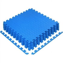 Yes4All 6 pcs Interlocking Exercise Foam Mats, Cover 24 sqft, 3/8 inch, Blue Color