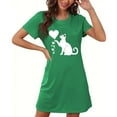 thumbnail image 2 of Aboser Petite Nightgowns for Women Cute Cat Graphic Nightdress Short Sleeve Crewneck Sleepwear Comfort Soft Short Pajama Dress Casual Loose Fit Lounge Night Gown, 2 of 7