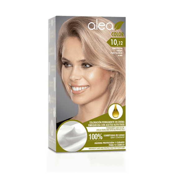 Alea Permanent Hair Color Cream Kit #10.12 Pearly Platinum Blond - Rubio Platino Perlado | Enriched with Nutritive Oils 100% Gray Cover