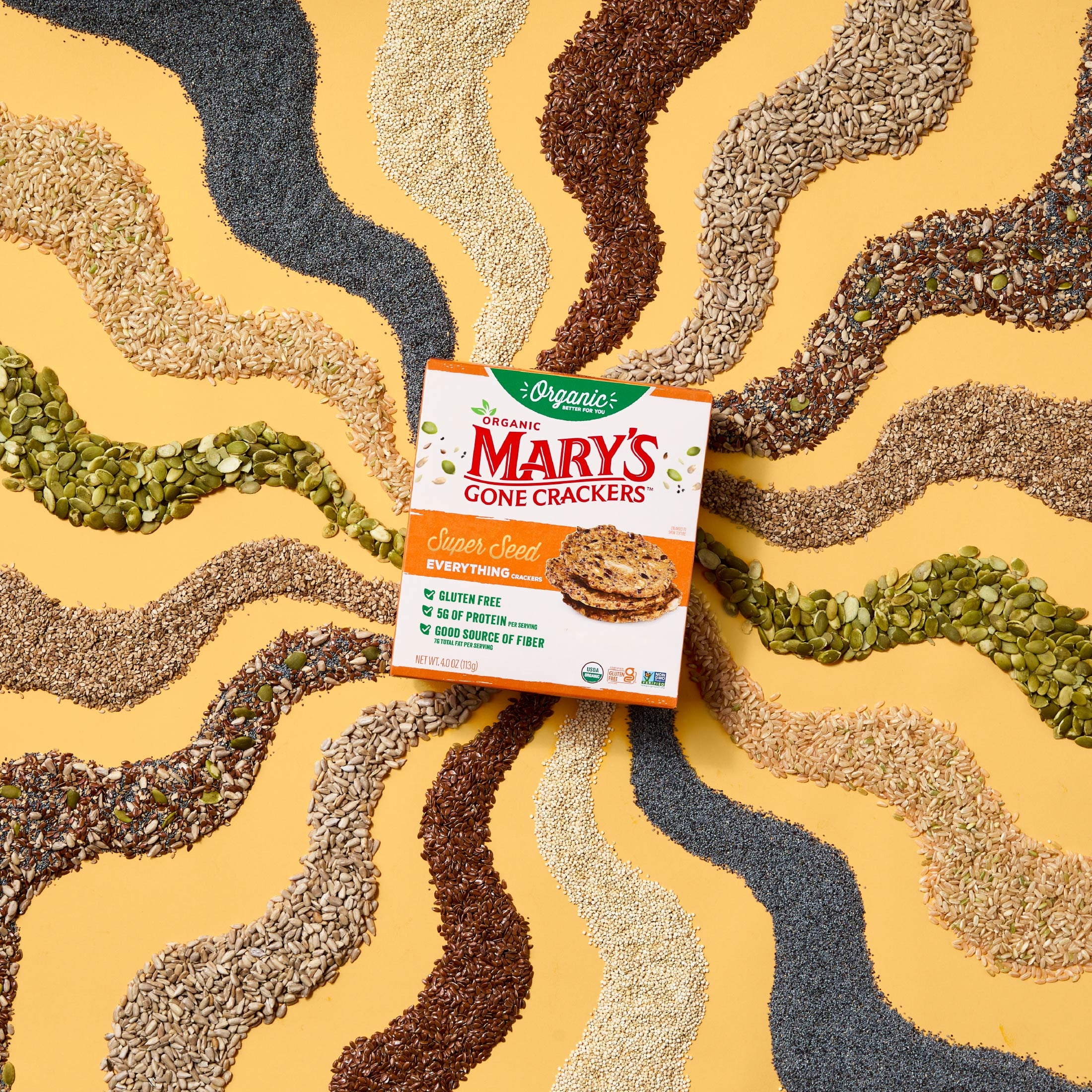 Mary’s Gone Crackers Super Seed Organic, Gluten Free Everything Crackers, 4 oz